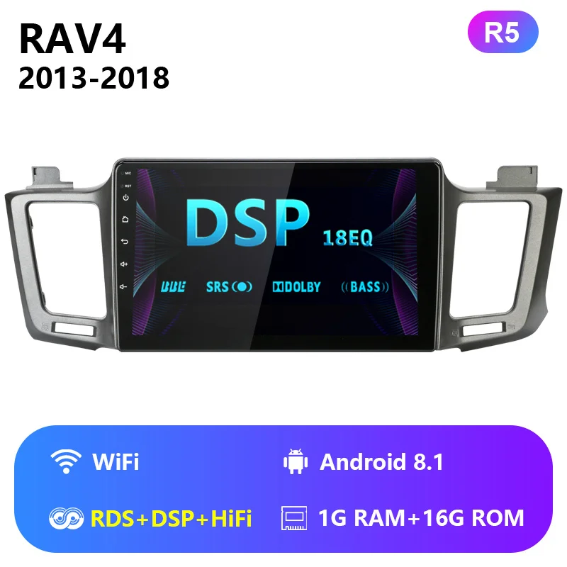 WiFi DSP RDS 2G+ 32G Android 8,1 4G Автомобильная магнитола для Toyota RAV4 4 XA40 5 XA50 2012- мультимедийный видео плеер навигация gps 2din 2 Din Dvd - Цвет: WiFi DSP RDS