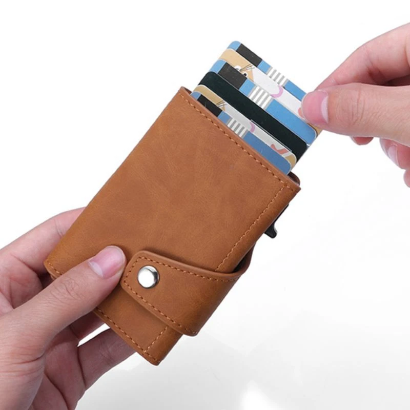 Карбоновый кожаный держатель для карт кошельки мужчин бренд Rfid черный волшебный