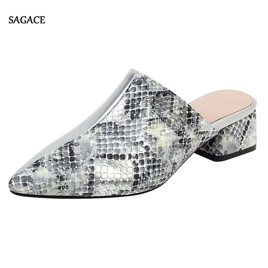 

SAGACE Womens Snake Print Flat Slip-On Pointed Toe Non-slip Casual Shoe Sandals Slipper Summer Shoes 2020 Beach Vintage Sandalia