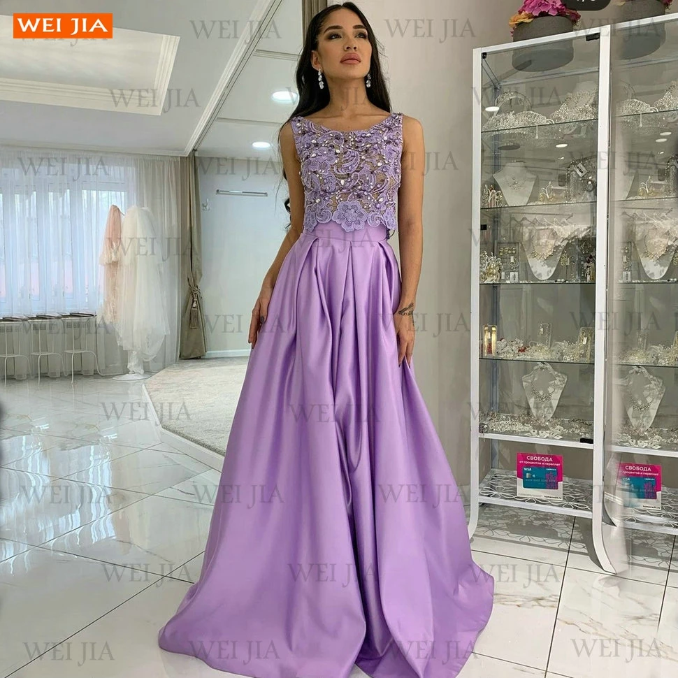 

Женское атласное платье до пола, длинное фиолетовое платье для выпускного вечера, с кружевами и кристаллами, без рукавов
