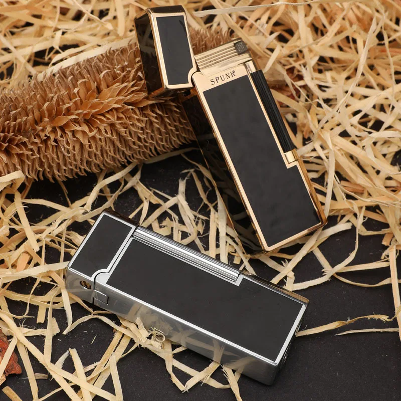 

Luxury Ping Sound Lighter Gas Inflatable Cigarette Lighter for Cigarettes Refillable Side Roller Grinding Wheels Fire Lighter