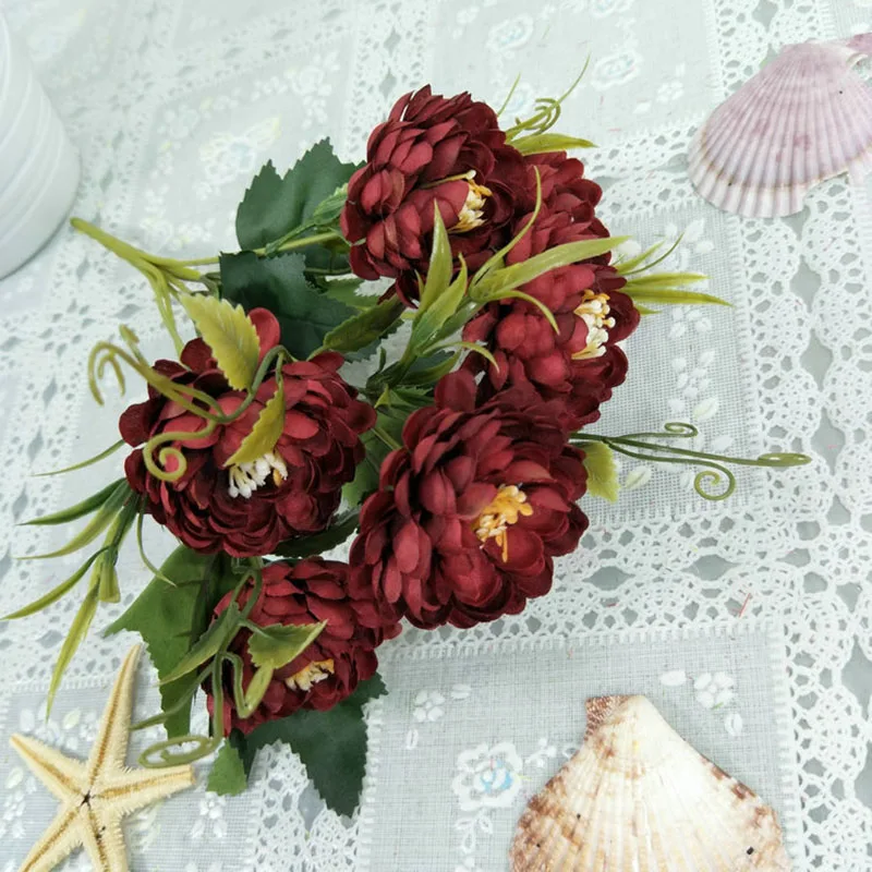 Имитация 7 голов ромашки цветок шелк искусственная Хризантема Цветы DIY букет для дома свадьбы Флорес офисные вечерние украшения на год