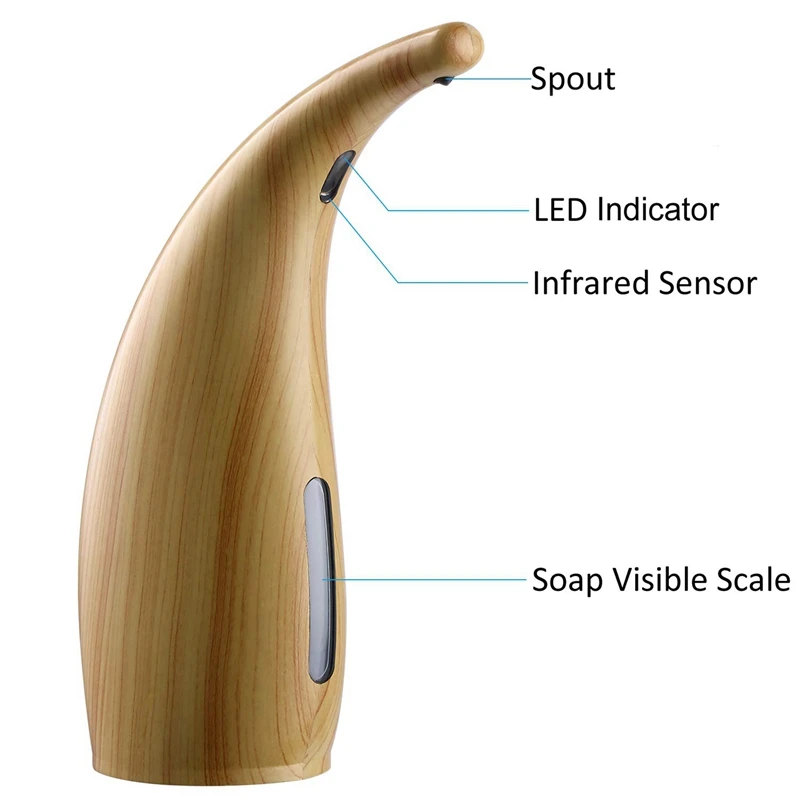 

2 Pcs Automatic Soap Dispenser Touchless Soap Dispenser Interference Dish Soap Dispenser,Wood Color & White
