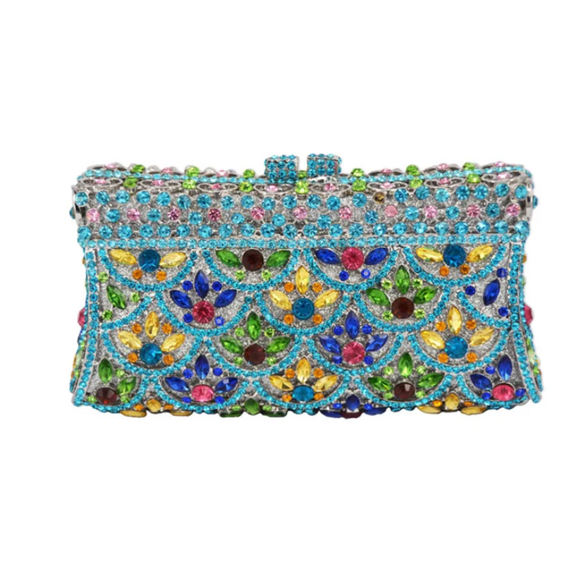 

XIYUAN Multicolored Women Rhinestone Party Wedding Bridal Clutches Lady Birthday Prom Handbag Formal Dinner Female Evening Bag