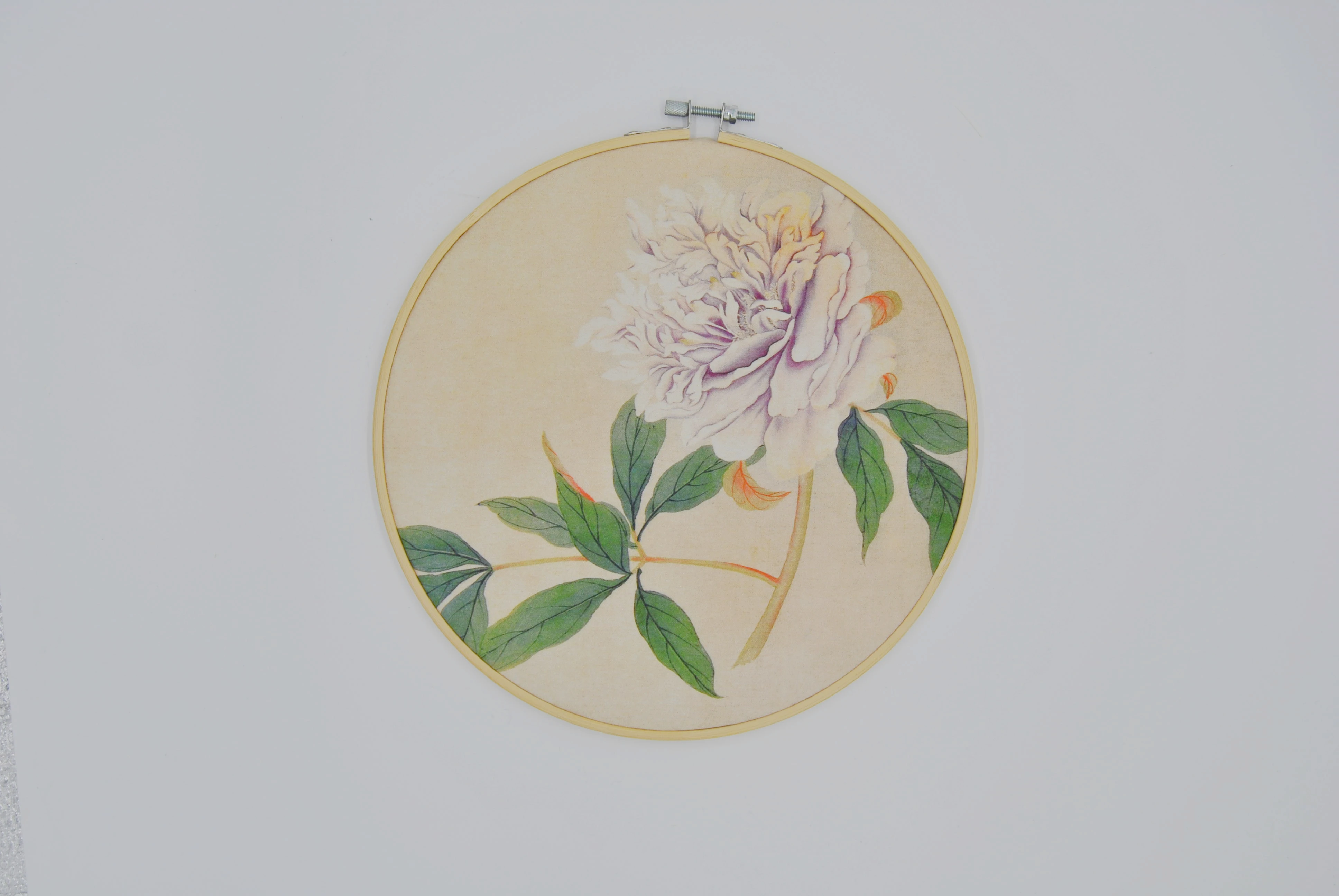 

One piece original design Nature Bamboo round fabric wall decoration Children's room decor peony velet printing No.XT23-10