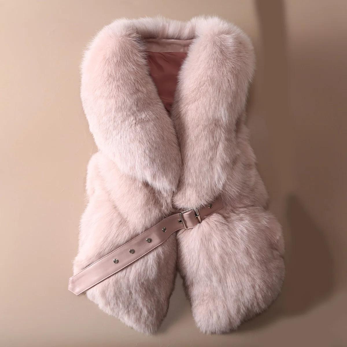OFTBUY жилет из натурального Лисьего меха Повседневная женская зимняя безрукавка v-образный вырез пальто из натурального меха толстый теплый пояс уличная верхняя одежда