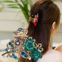 korean version of crystal flower ponytail clip all match elegant female fashion hairpin jewelry