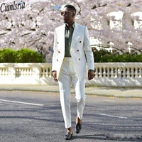 high quality white double breasted mens tuxedos peaked lapel slim fit wedding jacket and pants tailor blazer