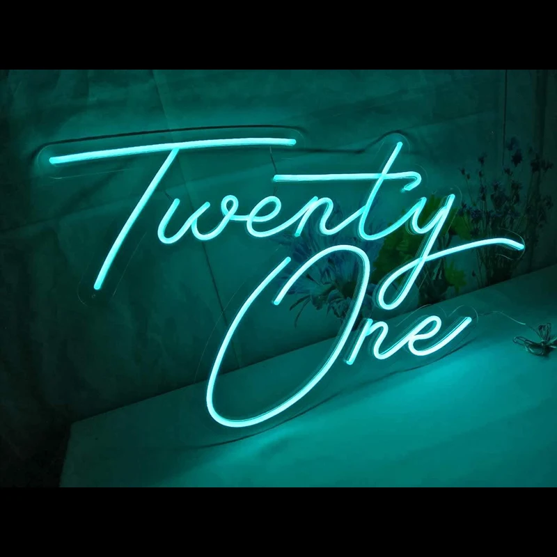 Пользовательский логотип Twenty One 3D Led Flex прозрачная акриловая неоновая вывеска из