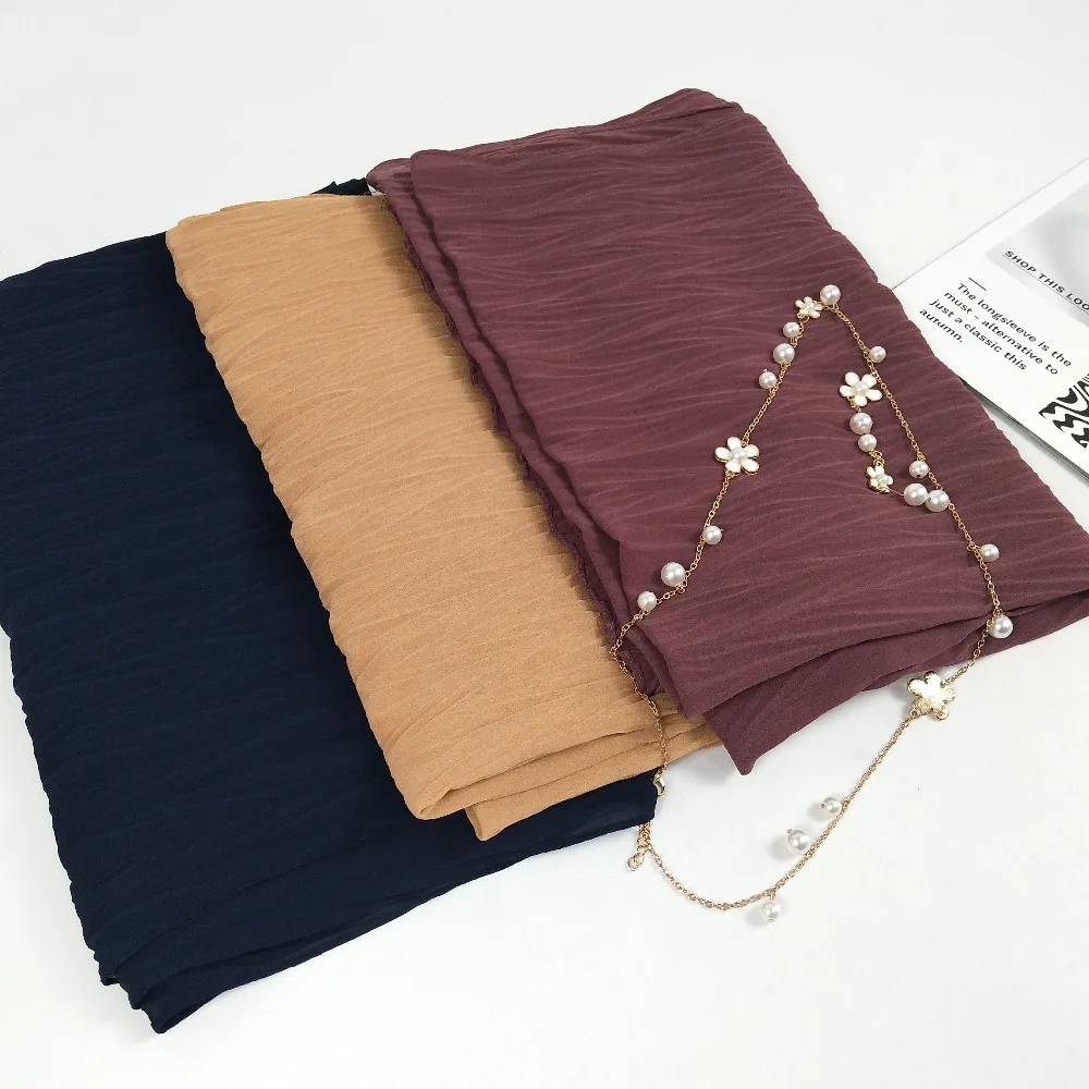 A5 10 шт. высокого качества crinkle пузырь шифон хиджаб обертывание шарф шарфы Повязка На Голову Шали 180*85 см