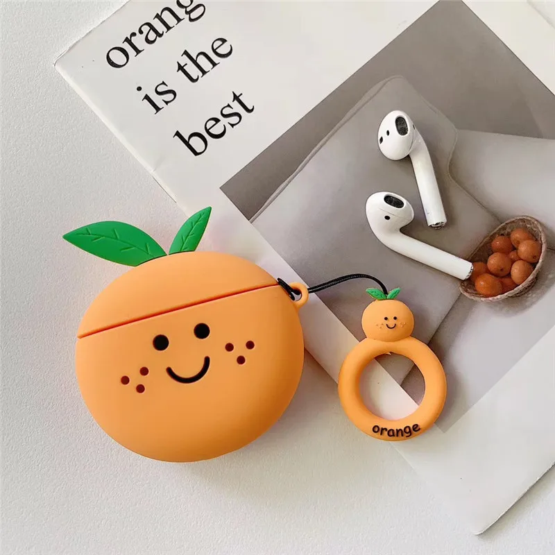 

For AirPods 1 2 Case Watermelon Peach Pear Orange Cartoon Soft Silicone Earphone Cases For Apple Airpod Case Cute Cover Funda