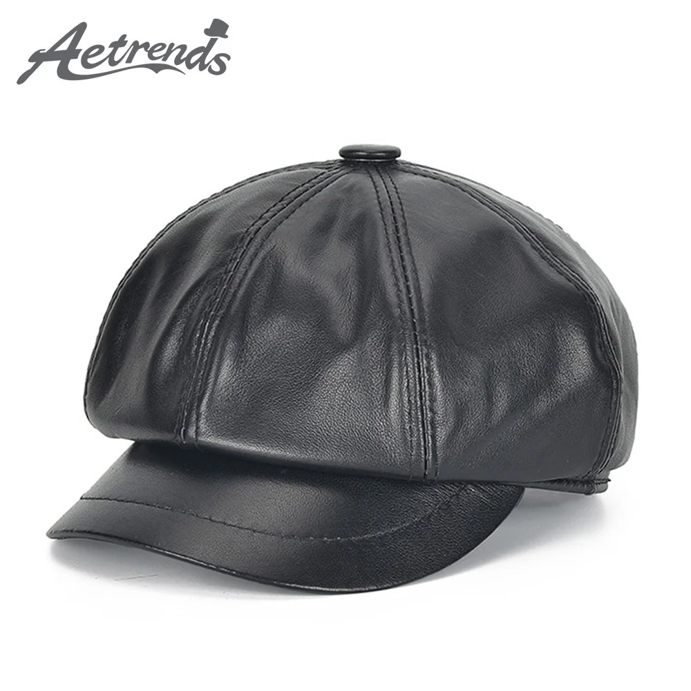 [AETRENDS] винтажные кожаные Восьмиугольные головные уборы для мужчин и женщин