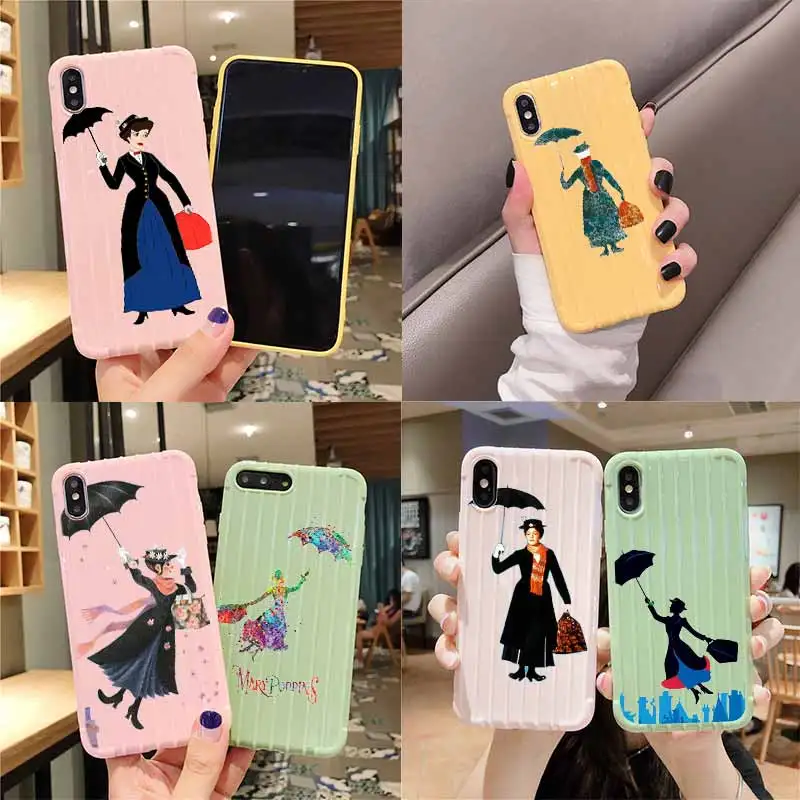 Зонт Мэри Поппинс на колесиках чемодан чехол для телефона iPhone 11 Pro Max X XS MAX 8 7 6S