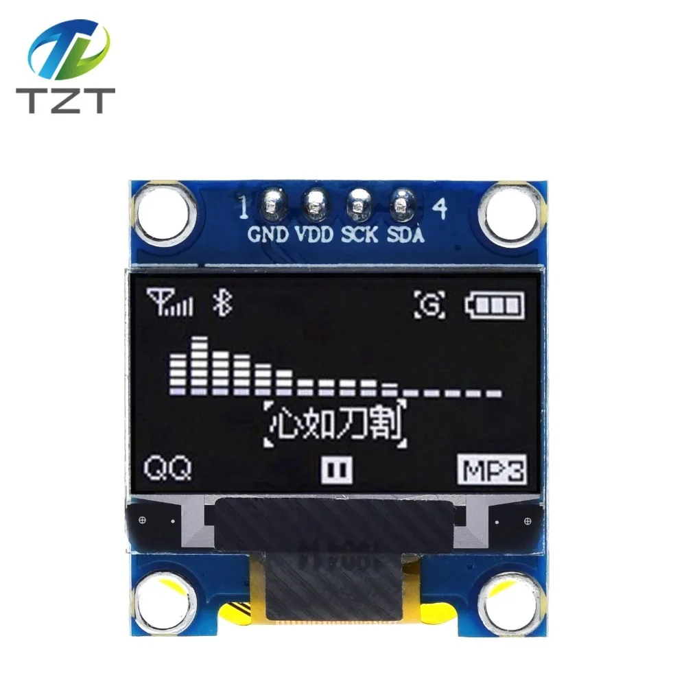 TZT 0.96 inch IIC Serial White OLED Display Module 128X64 I2C SSD1306 12864 LCD Screen Board GND VCC SCL SDA 0.96" for Arduino