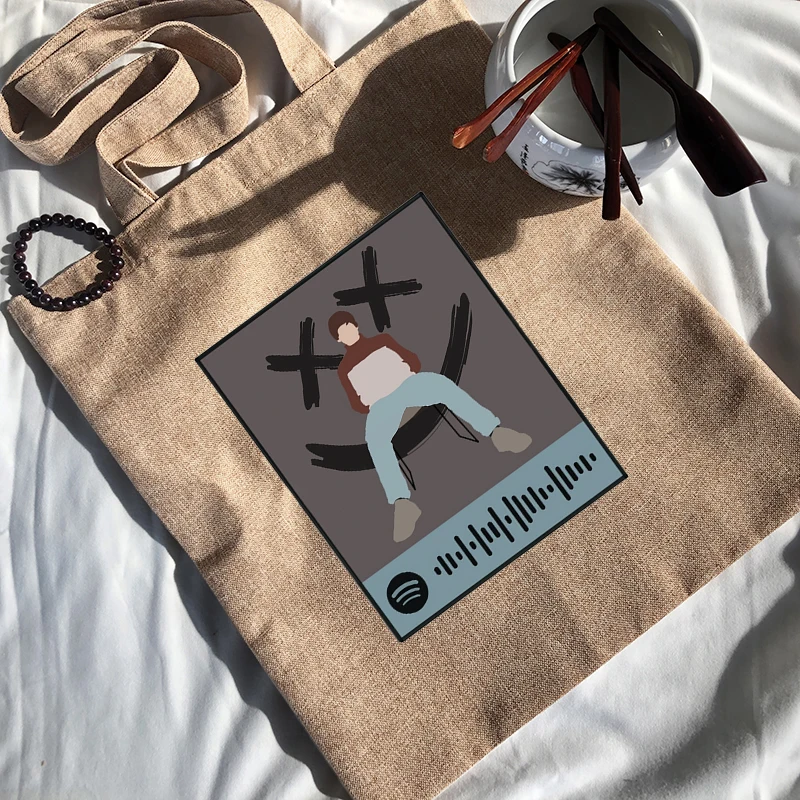 

Модная сумка для покупок в стиле Харадзюку серия Louis Tomlinson многоразовые сумки через плечо льняная холщовая универсальная сумка-тоут