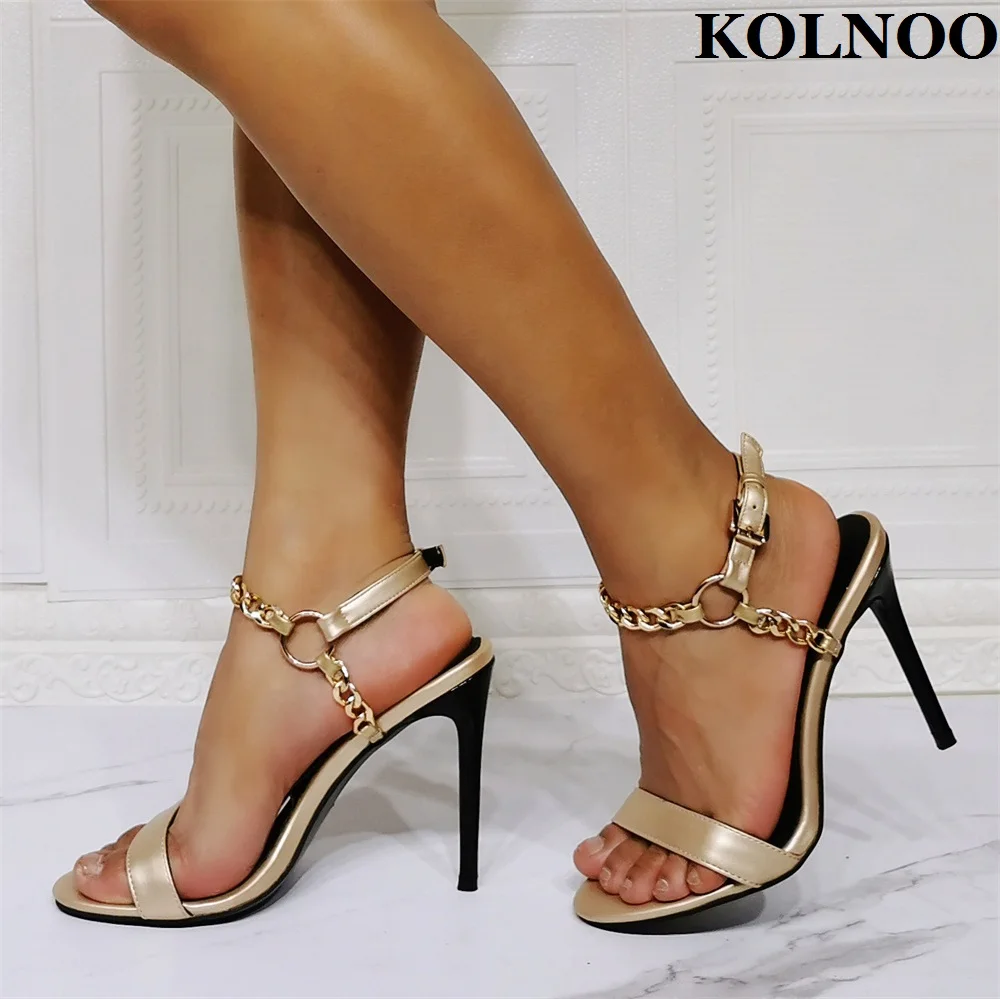 

Kolnoo New Classic Ladies High Heel Sandals Chain Ankle Strap Sexy Party Prom Summer Shoes Evening Club Fashion Daily Wear Shoes