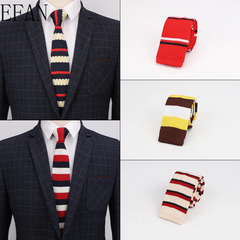 Новинка 5 см трикотажные повседневные треугольные полосатые галстуки обычные