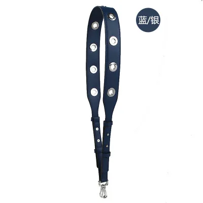 Dark Blue (Silver) Модный регулируемый плечевой ремень с заклепками для женщин, запасные части для Сумки из искусственной кожи, аксессуары, новые летние цветные ремни для сумок для женщин - Цвет: Dark Blue (Silver)