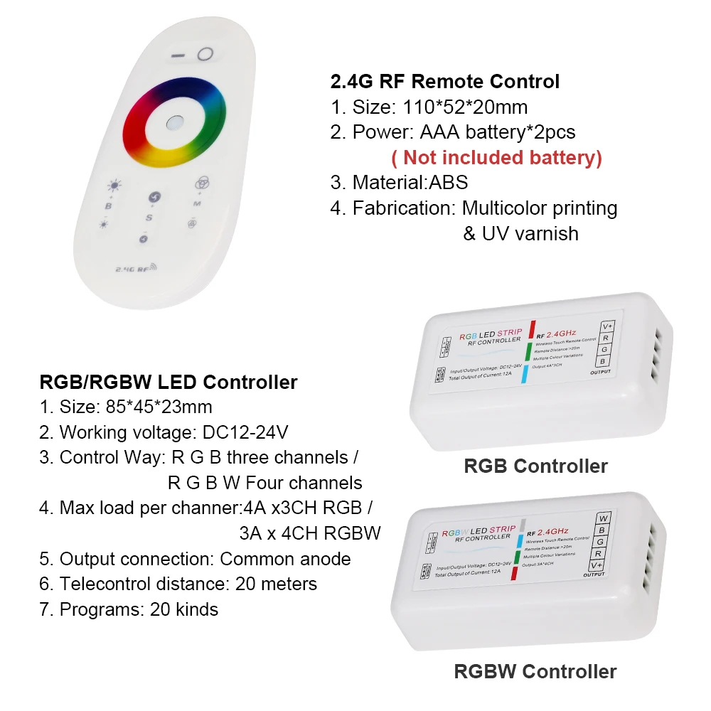RF 2,4G RGB RGBW контроллер Светодиодная лента RGB контроллер Беспроводной RF пульт дистанционного управления канал для RGB/RGBW для светодиодной ленты 5050