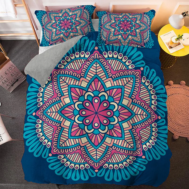India Mandala Series Bedding Set 3D Printed Duvet Quilt Cover Hippie Bohemia Pillowcase Home Textile Bed Decor With Pillowcases | Дом и сад