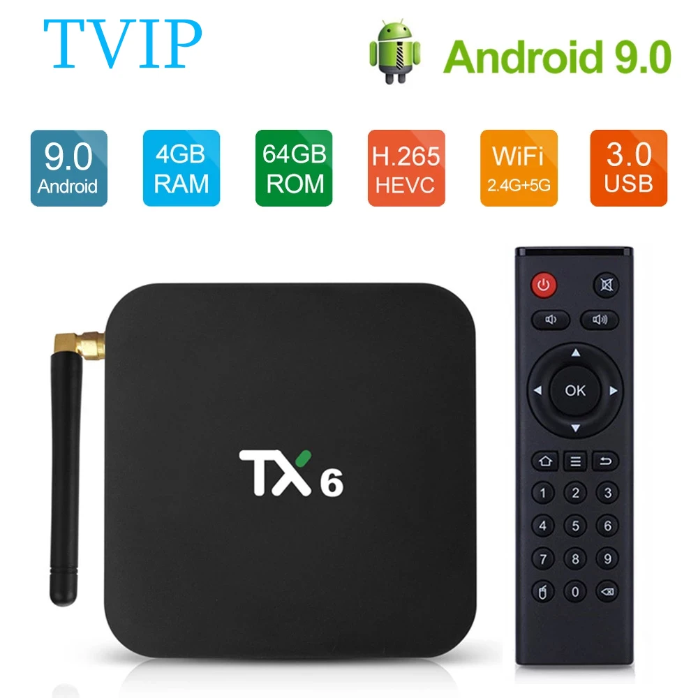 Android 9.0 телевизионная коробка TX6 4GB 64GB 5G Wifi Allwinner H6|ТВ-приставки и медиаплееры| |