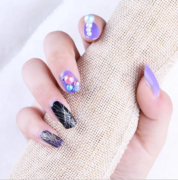 New style Japanese-style gold silver silk diy Alum root ornaments nail sticker paper line Wholesale 12-color set | Красота и здоровье