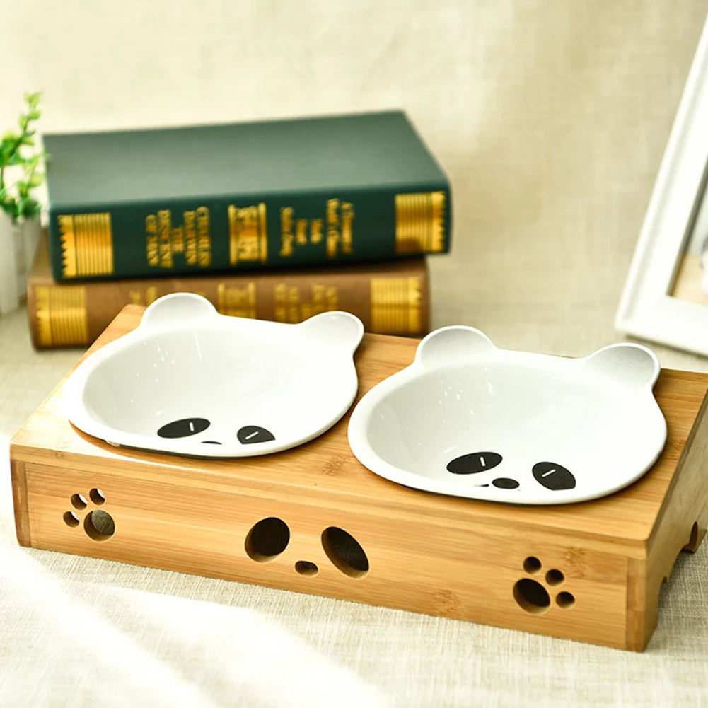 

Dog Feeding Cat Bowl Food Double Elevated Raised With Stand Accessories Ceramic Pet Supplies Water Non Slip Puppy Gift