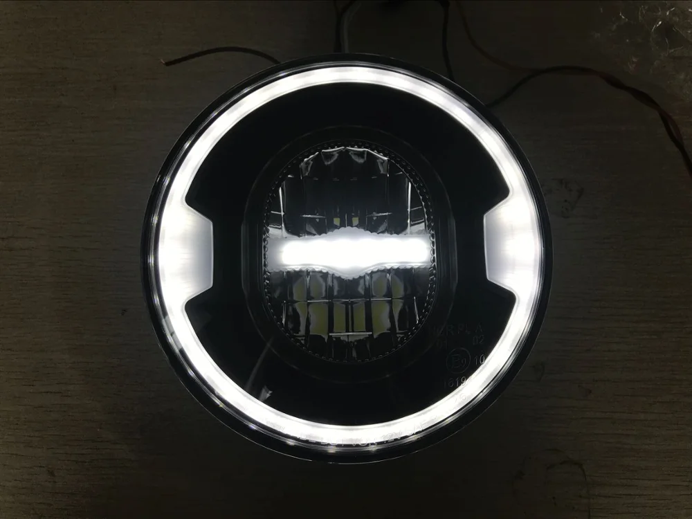 E mark number Lights 7 дюймовый Светодиодный отражатель фары &quotБелый DRL Янтарный сигнал