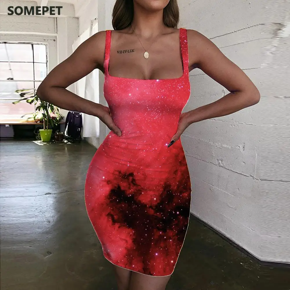 Женское платье в стиле бохо без рукавов с 3D-принтом