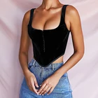 Женский бархатный топ, в стиле 90-х, с квадратным вырезом, без рукавов