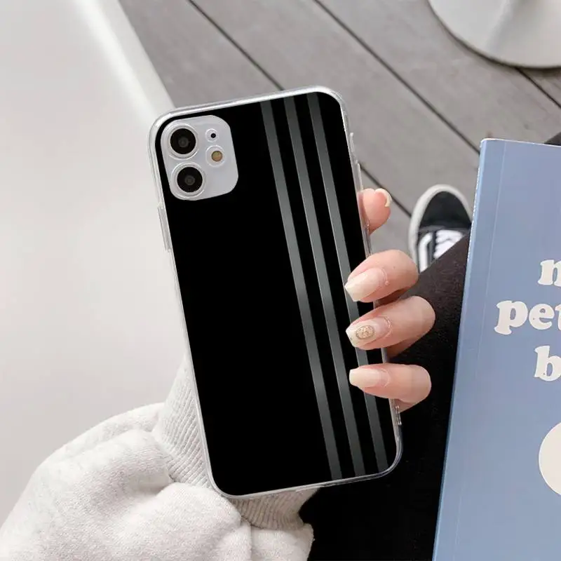 

Classic Three Bars Phone Case For Iphone11 12 Pro Max SE 2020 6s 7 8 Plus X Xs Max Xr Transparent Soft Silicone Cover