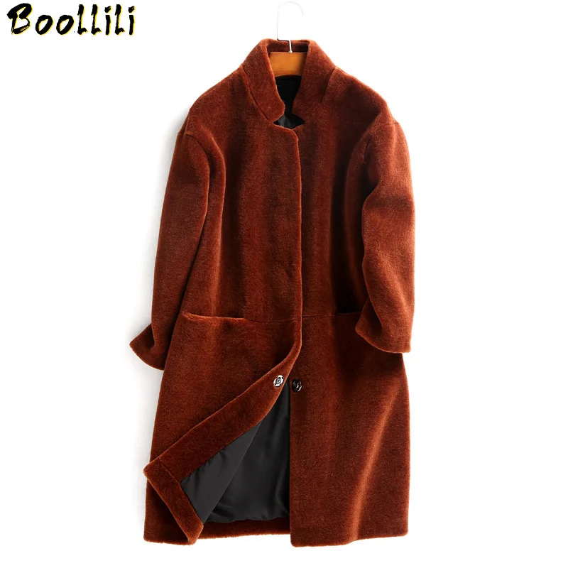 Fur Boollili Women's Coat Natural Wool Female Jacket Sheep Shearling Coats Women 2023 Autumn Winter Long Trench Jackets