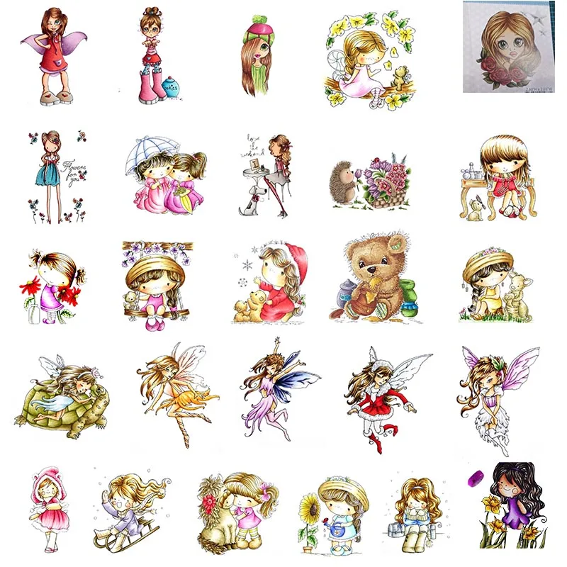 Медвежонок и девушки цепляются резиновые штампы DIY Новые для скрапбукинга карты