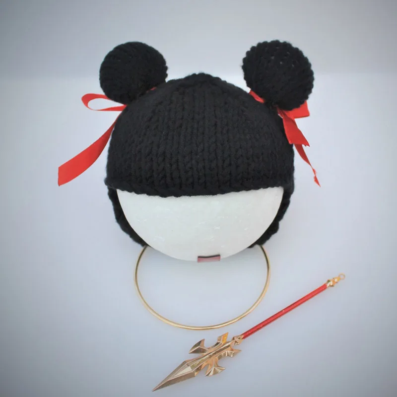 

HIKYMA Newborn baby photo props Nezha costume hat 3pcs outfits Chinese fairy tale outfits studio shooting accessories