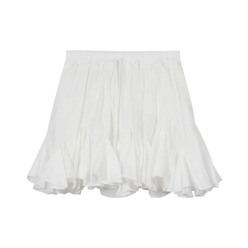 

NEW White Thin Poncho A-word Skirt Women's Wear-reducing Skirt Summer Korean Version of a Hundred High-waisted Skirt Student Ski