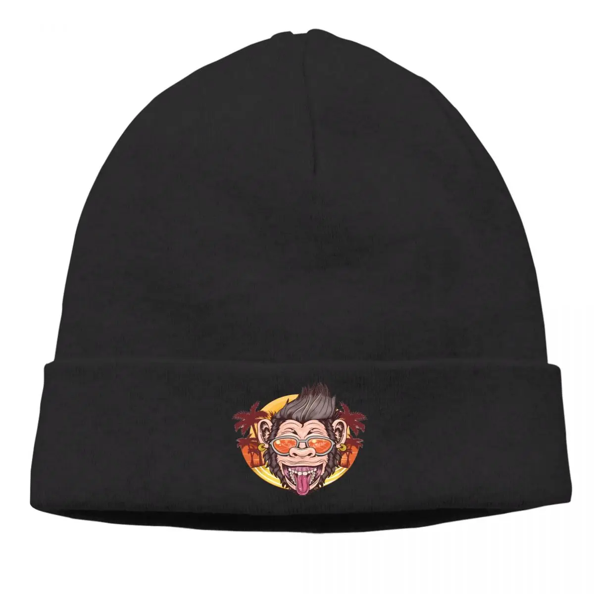 

Winter Warm Beanie Hats Ummer Ape Chimpanzee Head Smile Face With Coconut Knit Bonnet Special Skullies Caps Earmuffs