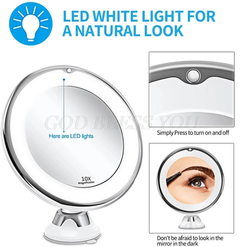 Увеличительное зеркало для макияжа с подсветильник кой вращение на 360 градусов