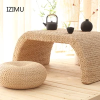 izimu handmade straw weaving window tatami coffee table living room balcony short tea platform table stool outdoor cushions