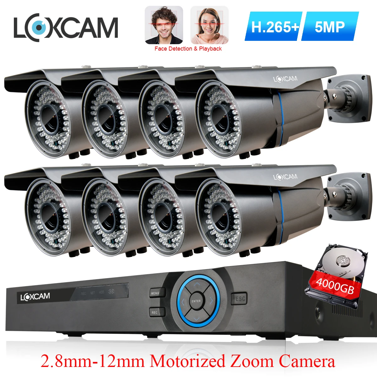 Система видеонаблюдения LOXCAM H.265 + 8 канальный комплект видеорегистратора POE 48 В 5