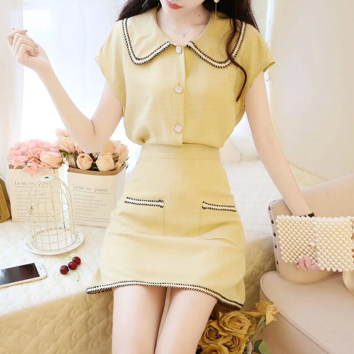 Новые летние женские офисные элегантные комплекты из 2 предметов однобортные