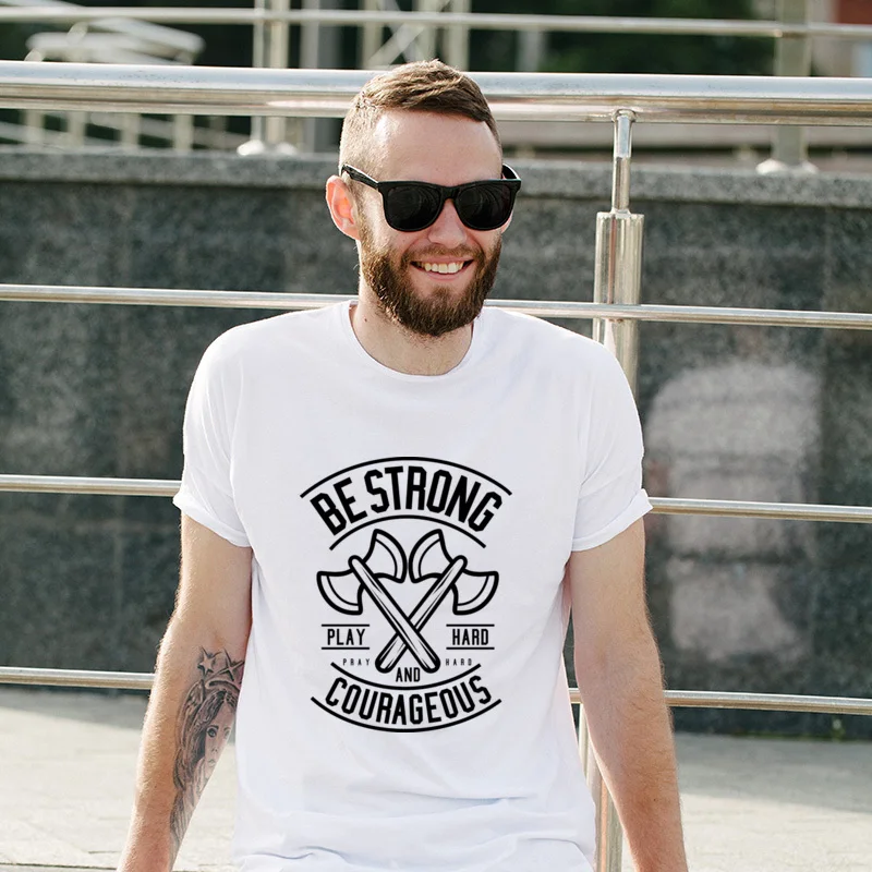 

New Arrival Be Strong Custom Men's Tees O Neck Crazy TShirts Hip hop 100% Cotton T-Shirts For Adult