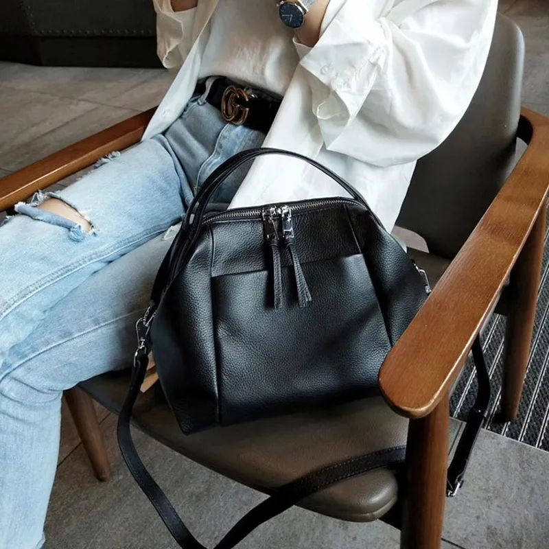 Осенне зимняя женская сумка из мягкой коровьей кожи в Корейском стиле брендовая