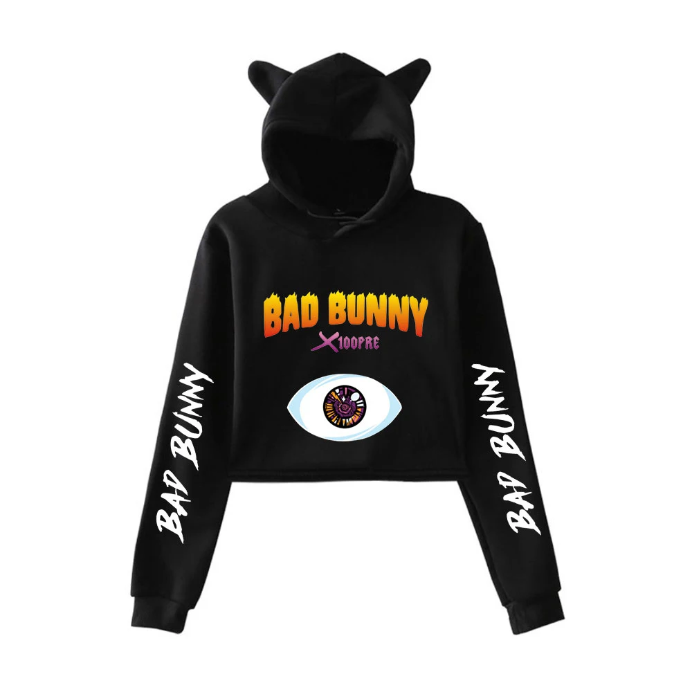 

2020 Bad Bunny Women Cat Ear Sweatshirt Popular Casual Streetwear Harajuku Bad Bunny Cool Print Hoodies