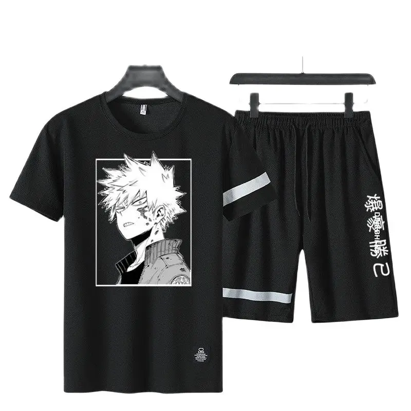 

2021 new men's sportswear shorts suit short-sleeved breathable T-shirt and shorts casual wear men's basketball training suit