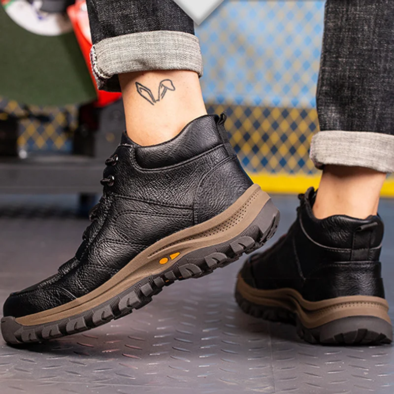 

Male Safety Shoes Work Boots Steel Toe Shoes Safety Boots Work Shoes Puncture-Proof Work Sneakers Leather Men Boots Winter Shoes