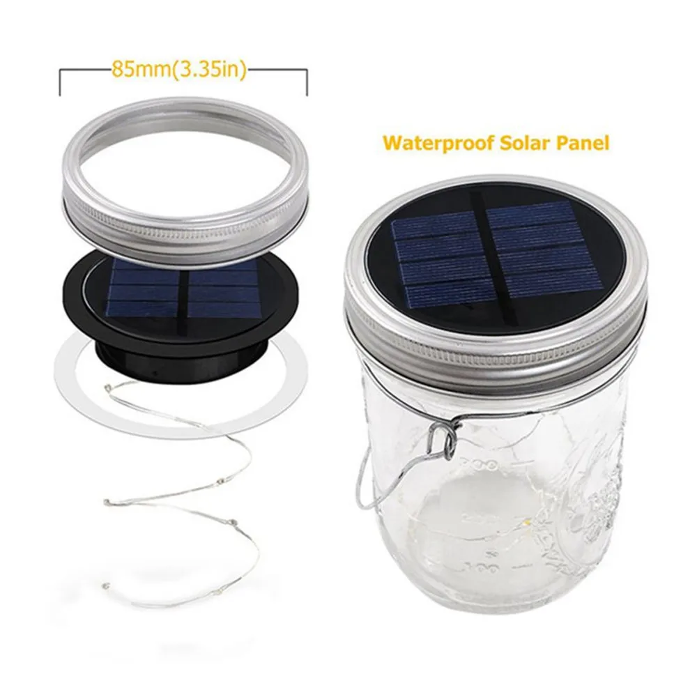 20 светодиодный солнечный светильник Фея Кепки стеклянная банка с