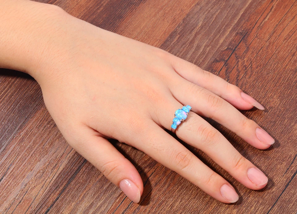 Женское кольцо из серебра 925 пробы с искусственным опалом Размеры 7-8 | Украшения и