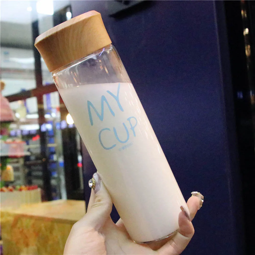 300 мл стеклянная бутылка для воды с фильтрацией чая крышка из древесного зерна PP