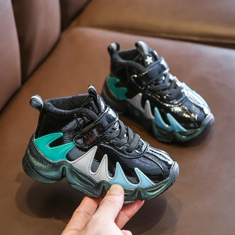 

Boys Girls High Sport Comfortable Running Sports Shoes Kids Outdoor PU Leather Keep Warm Children's Tennis Fast Shipping