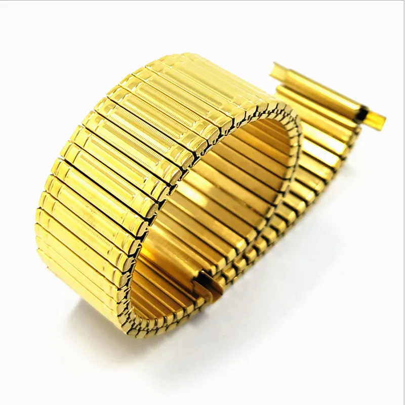 

Gold Color Good Quality 1PCS Elastic Stainless Steel Strap 18MM 19MM 20MM 21MM 22MM Watch Band New